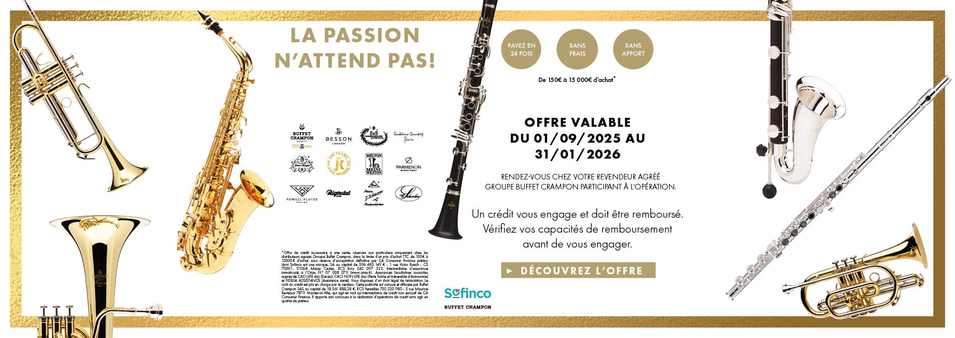 BUFFET CRAMPON CREDIT GRATUIT 24 FOIS SANS FRAIS 2025